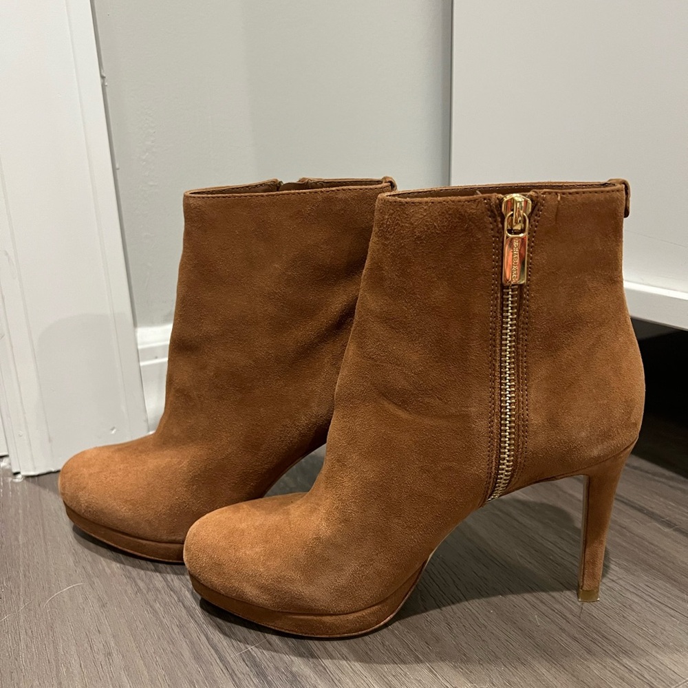 Michael Kors Brown Ankle Booties with Side Zipper